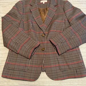 Talbots Red and Black Checkered Blazer